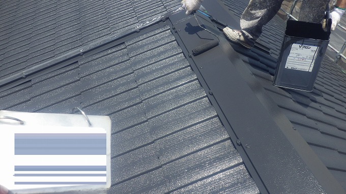 屋根塗装：上塗り2回目